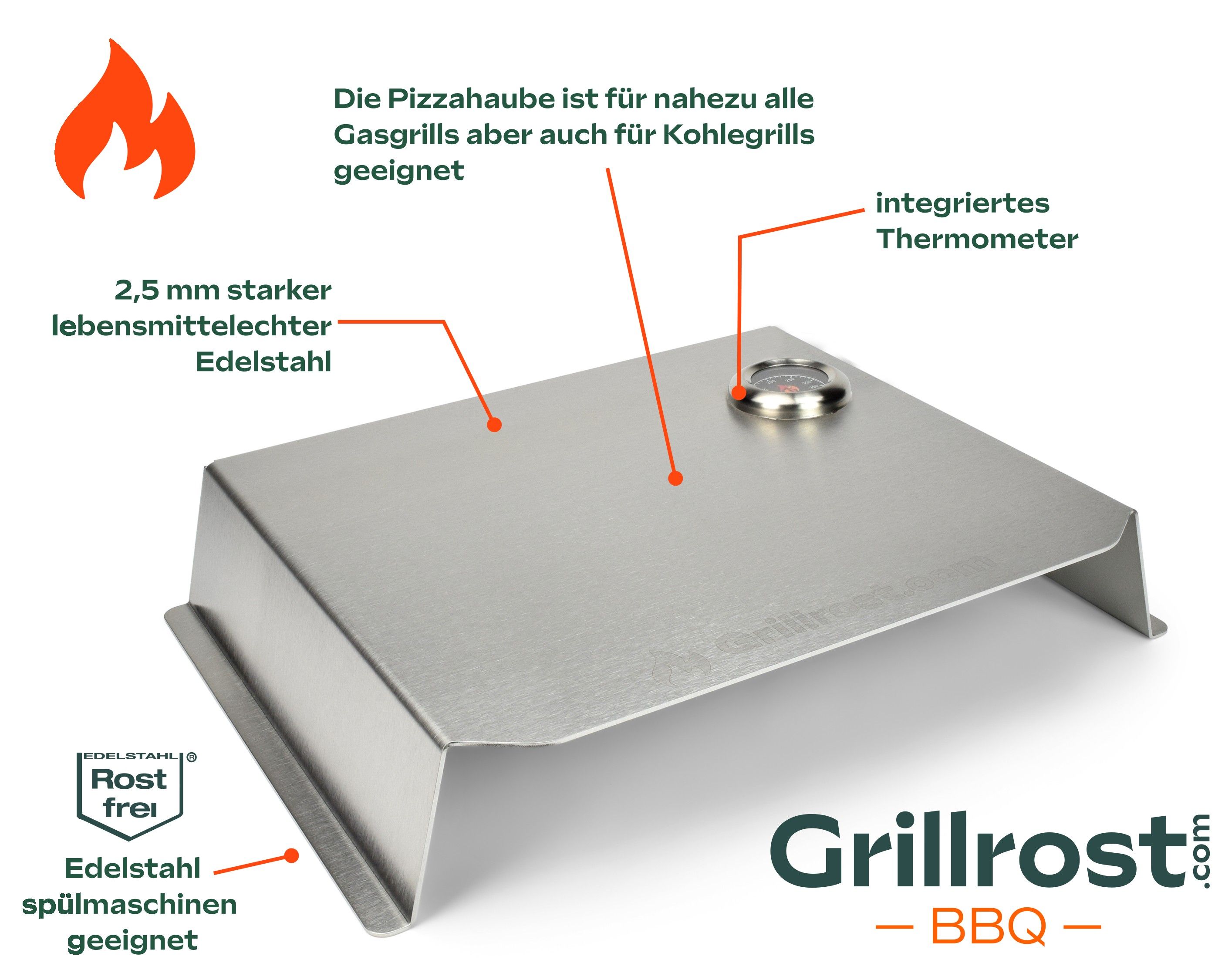 Gas Grill Pizza Attachment Stainless steel pizza cover for pizzas directly from the gas grill