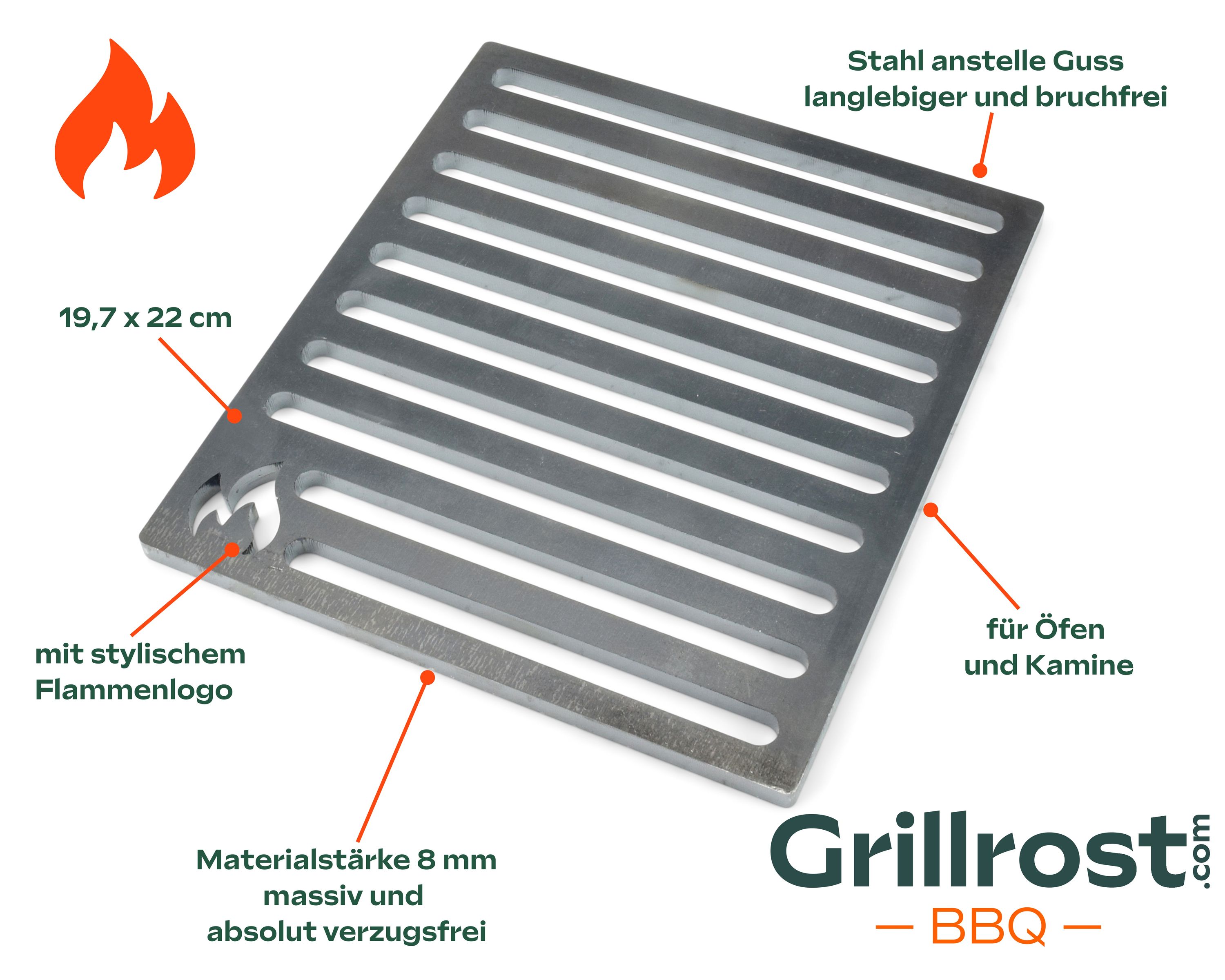 Solid steel oven grate more durable than cast iron grates - for stoves and fireplaces