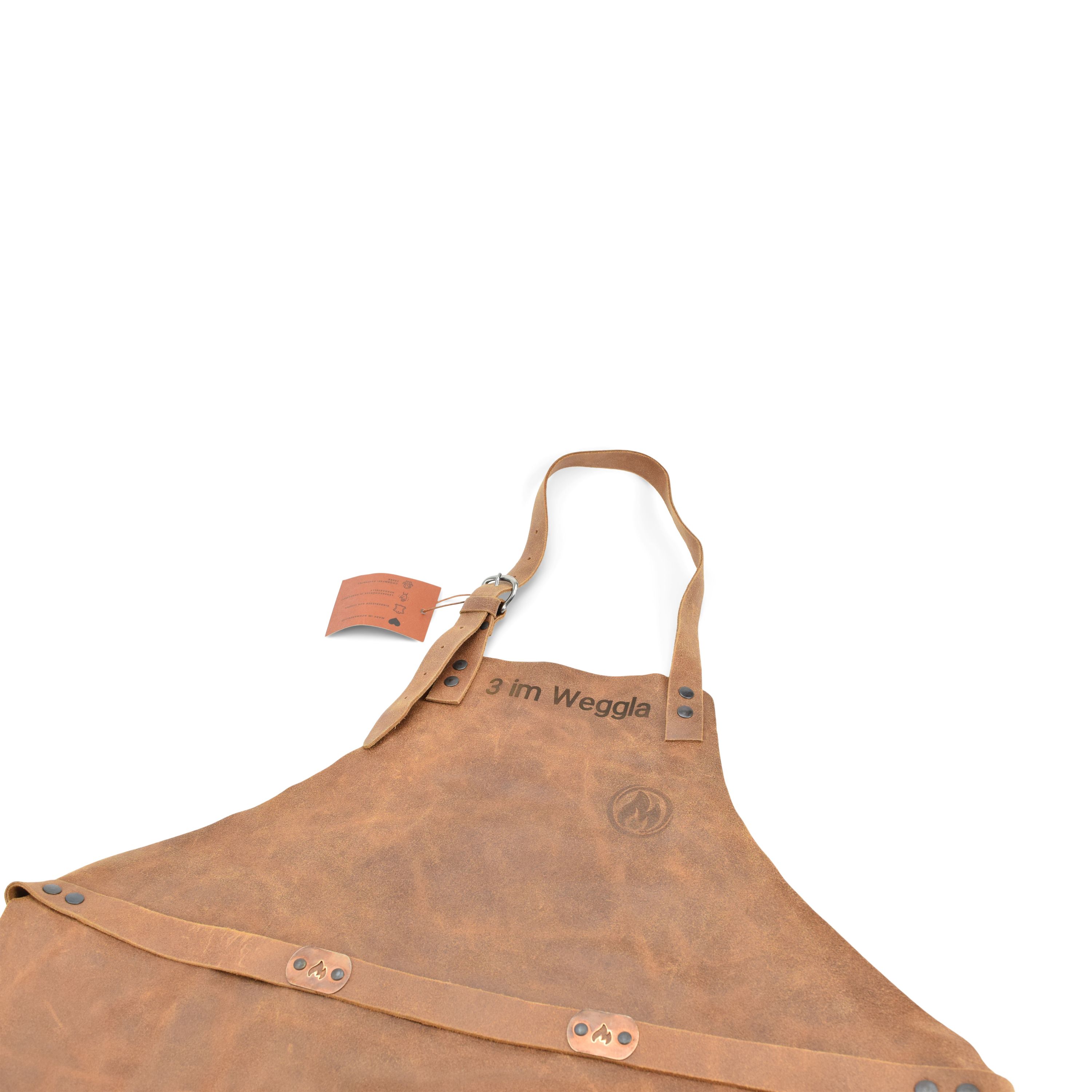 Buffalo Leather Barbecue Apron made of Italian leather with copper fittings