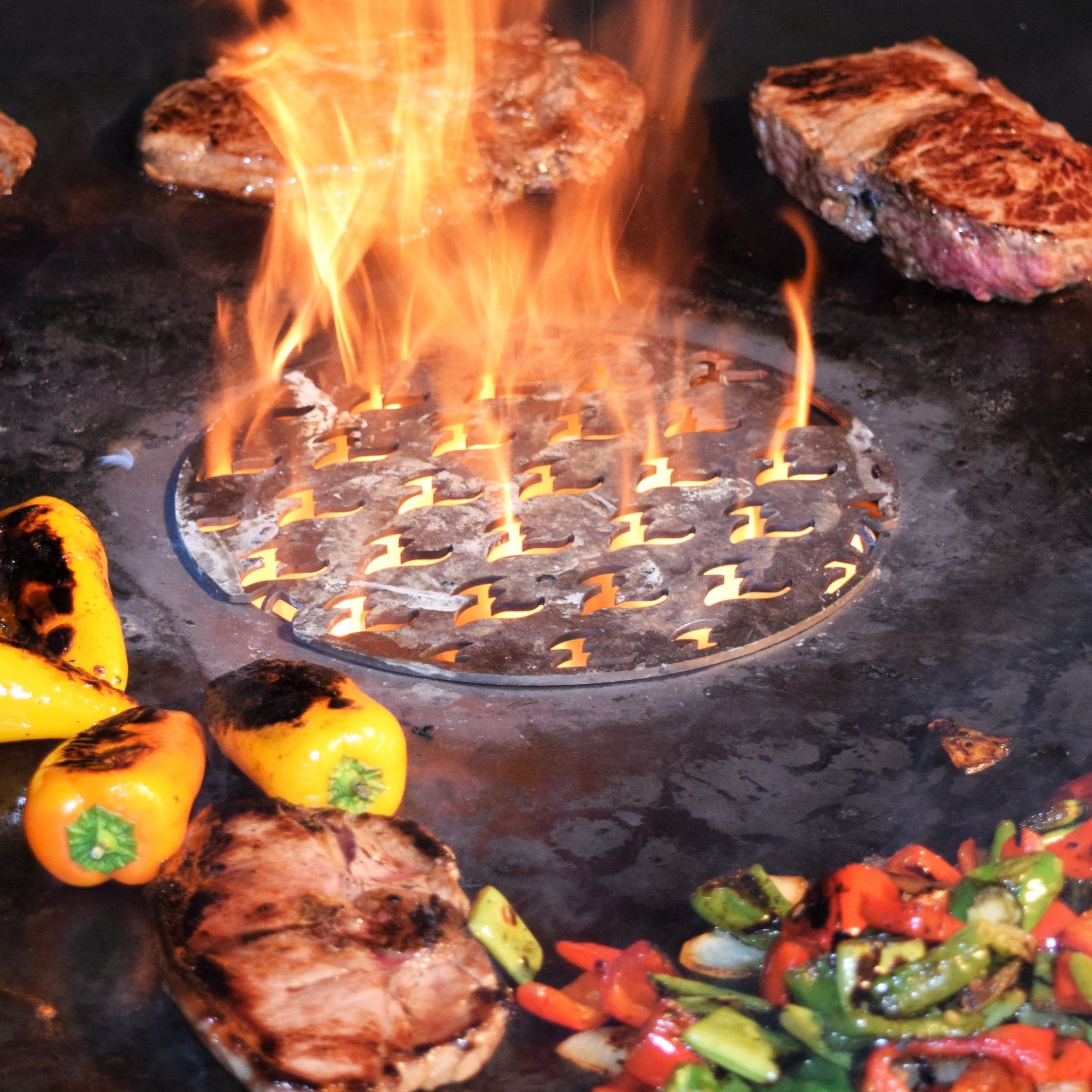 Stainless steel grill insert for fire plates Steak insert with 20cm diameter