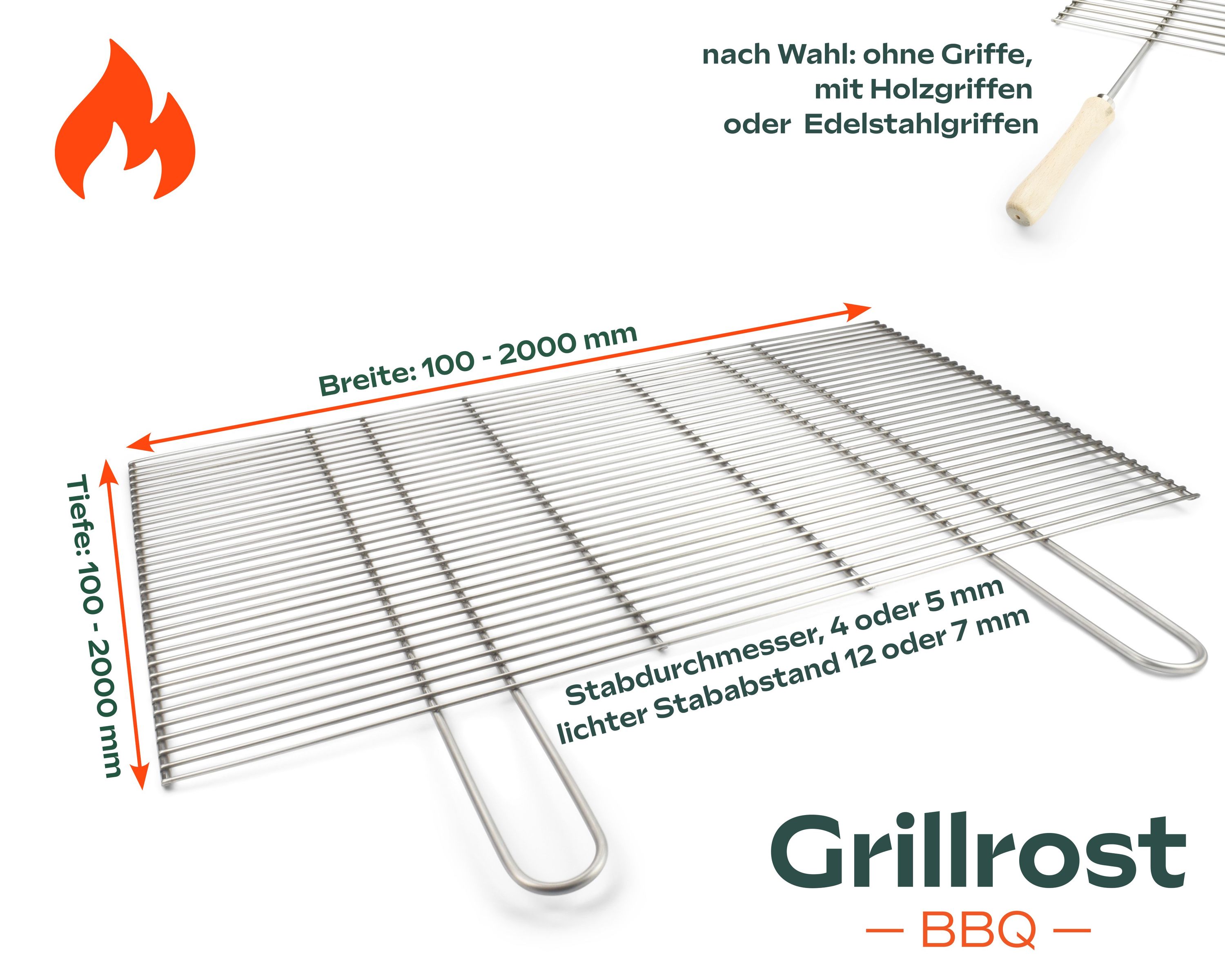 Barbecue grill made to measure ECKIG KLASSIK model in stainless steel