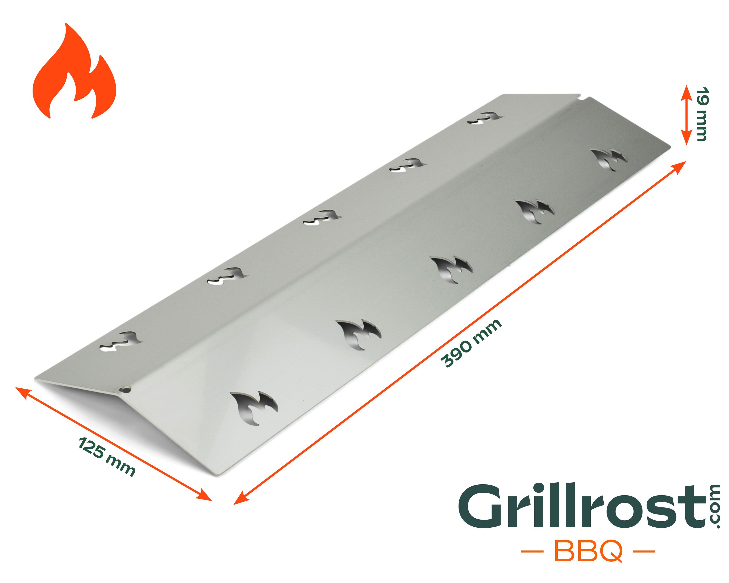 Stainless steel burner cover 39 x 12.5 cm Replacement aroma rail outlives your barbecue