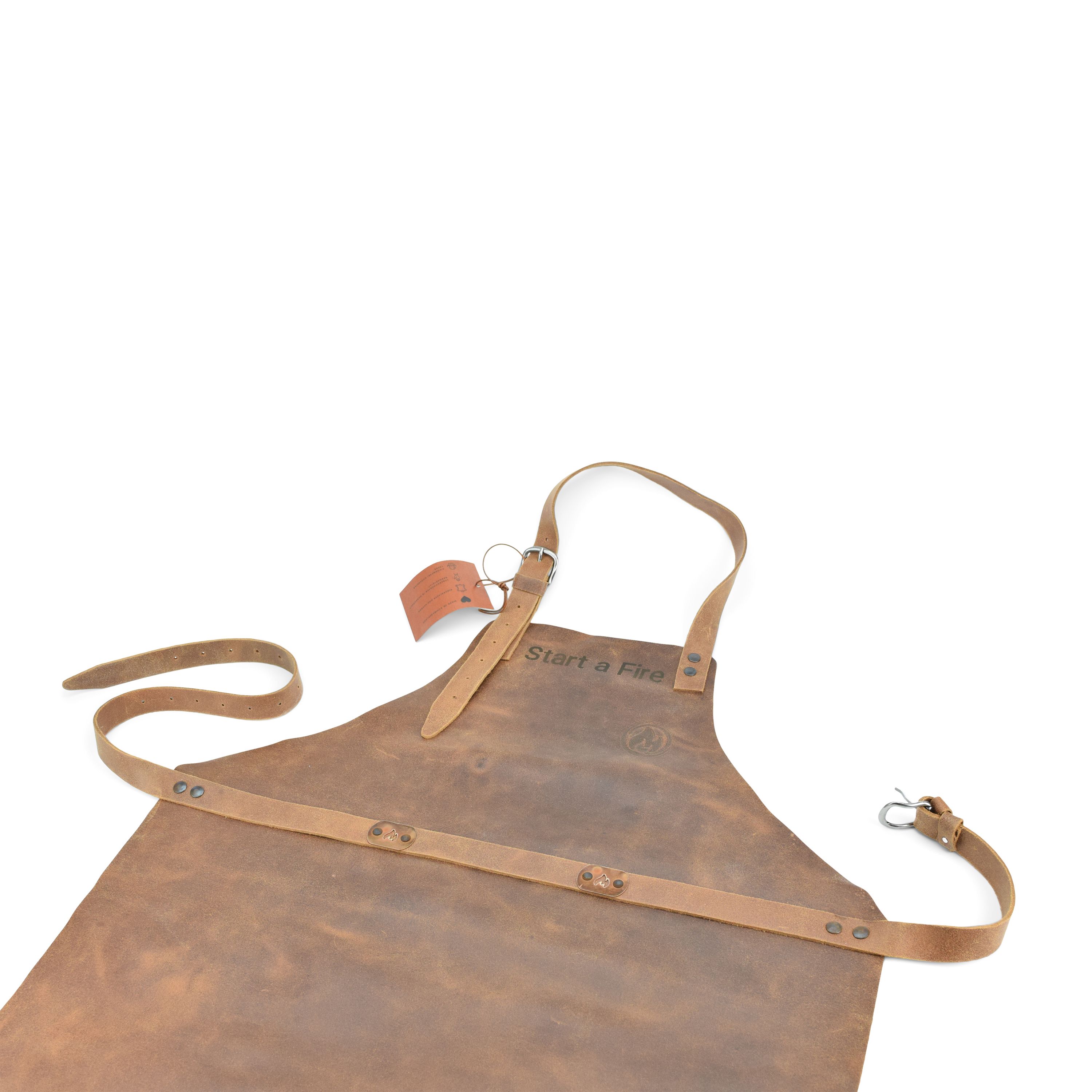Buffalo Leather Barbecue Apron made of Italian leather with copper fittings