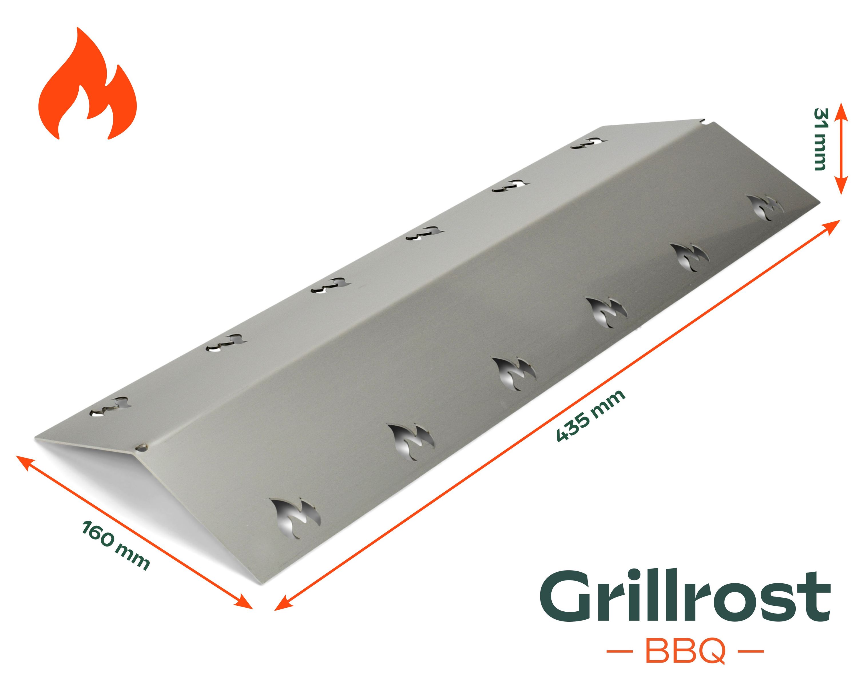 Stainless steel burner cover 43.5 x 16 cm Replacement aroma rail outlives your barbecue
