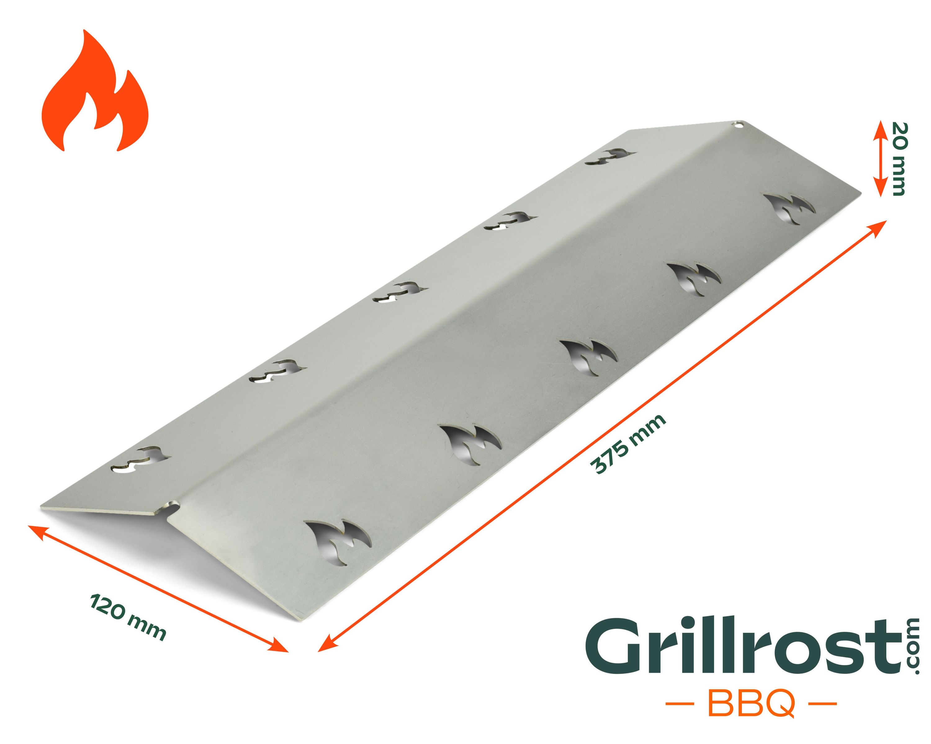 Couvercle de brûleur en acier inoxydable 37,5 x 12 cm Le rail aromatique de remplacement survit à ton barbecue