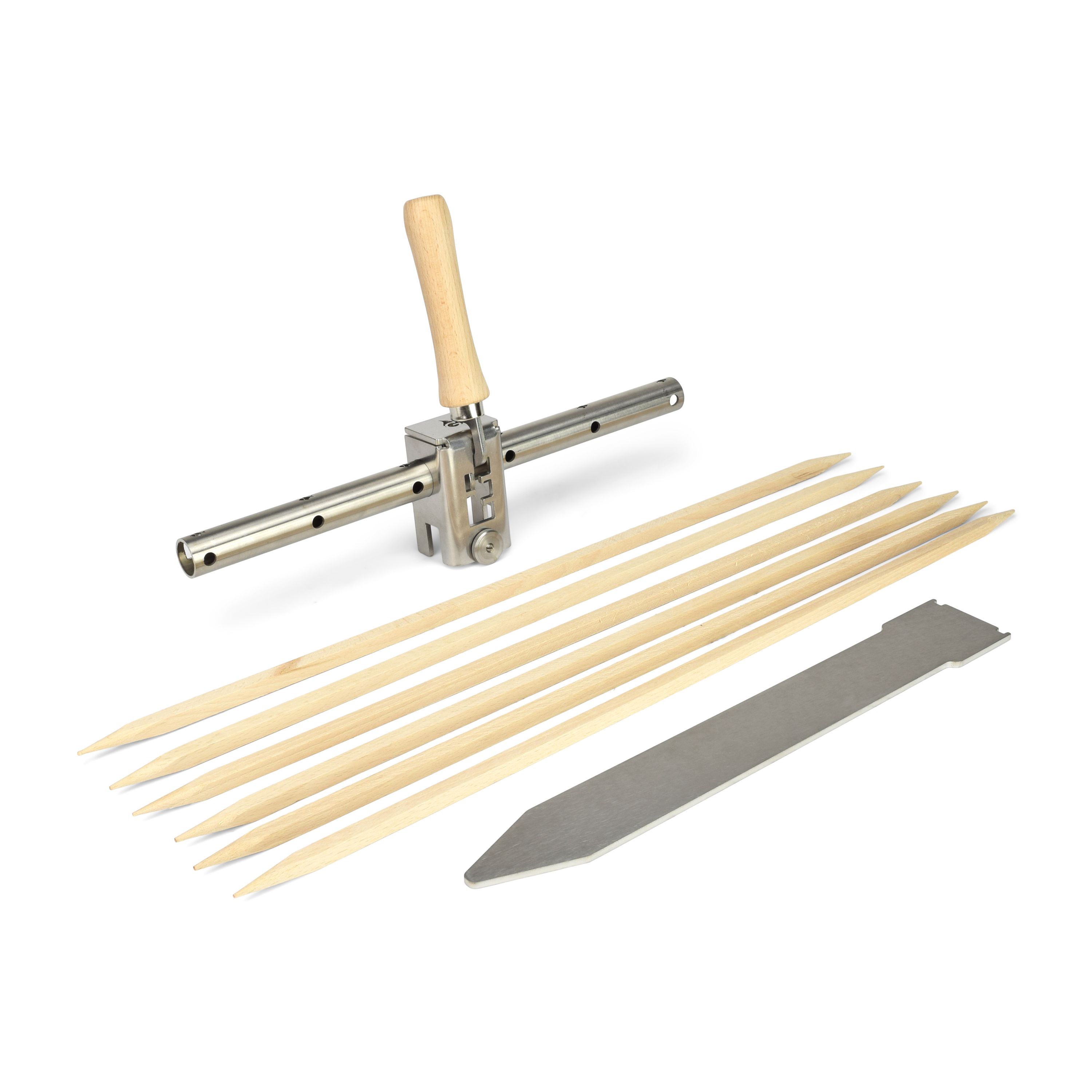 Asado holder for many extensions Basic model with wooden skewers